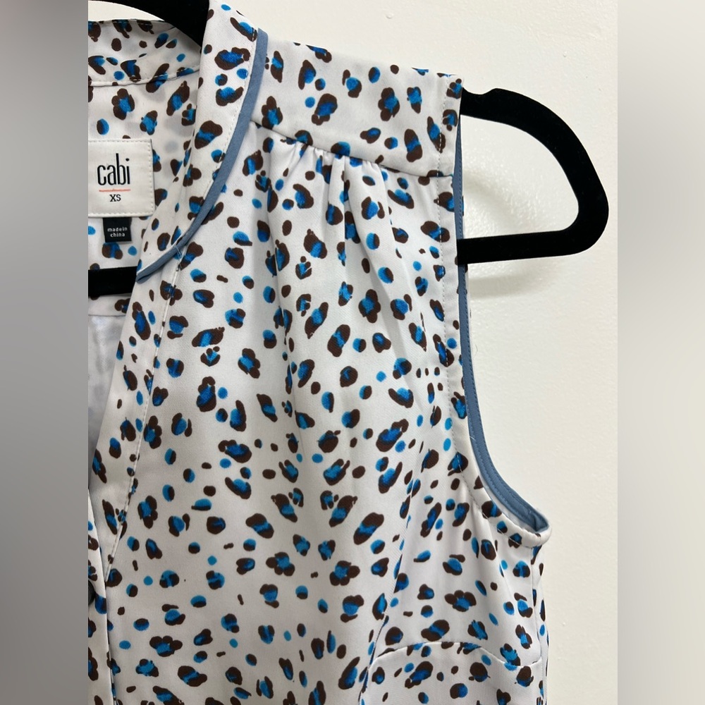 Anthropologie Cabi Blue Leopard Print Button Down Shirt Dress - Picture 5 of 14